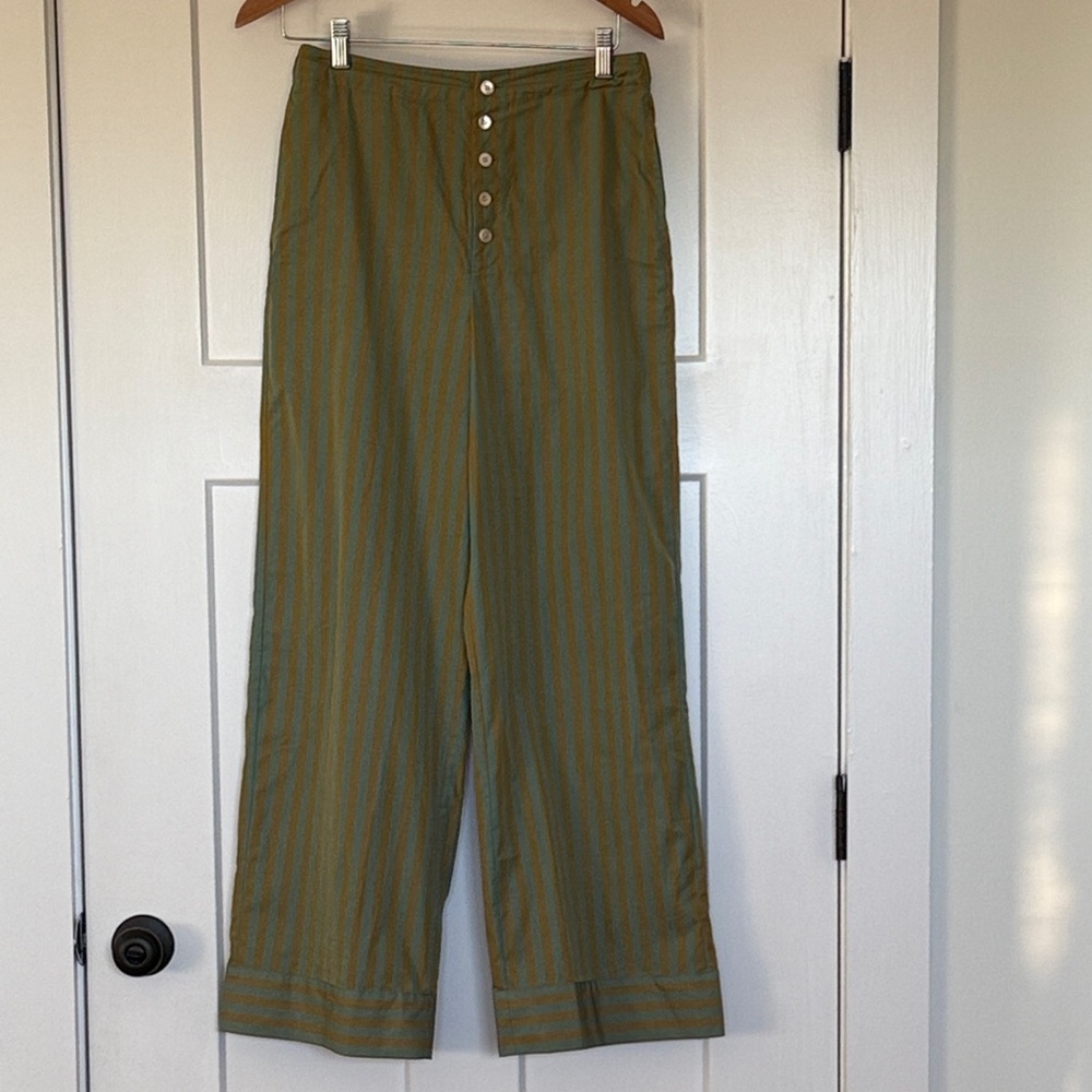 NWOT DÔEN Morgan Striped Catalina Green and Blue Pants Size Small